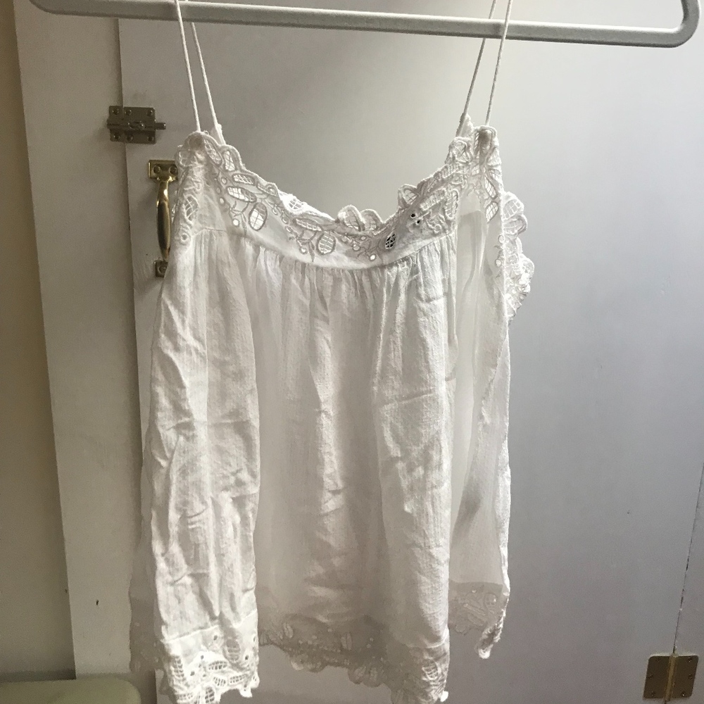 Pretty Crochet White Tank Blouse